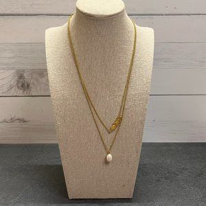 SIGNED J Crew Feather and Pearl Necklace (Real Pearl)